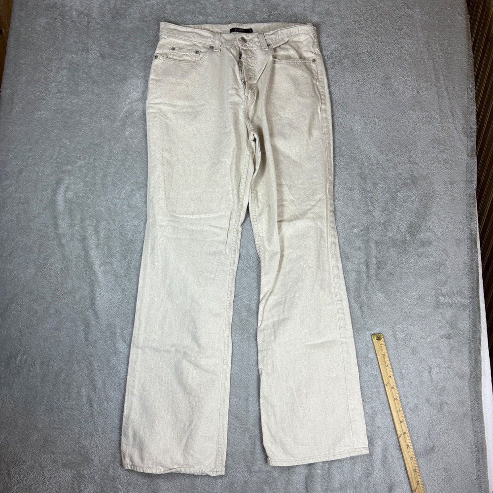 J.Crew Pants Mens 33 Straight Cotton Linen Blend Cream Made in USA Button Fly